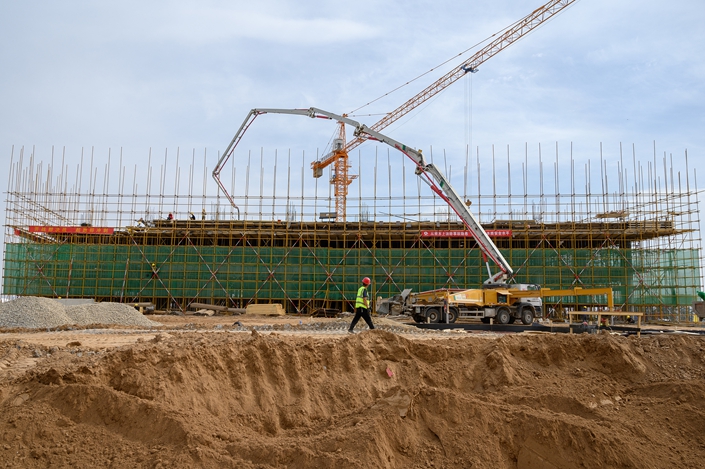 A construction site for a large-scale infrastructure project in Taiyuan city on July 15. Photo: VCG