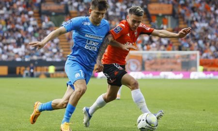 Leicester transfer target Enzo Le Fee in action for Lorient