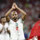 Morocco's Sofyan Amrabat celebrates after the match